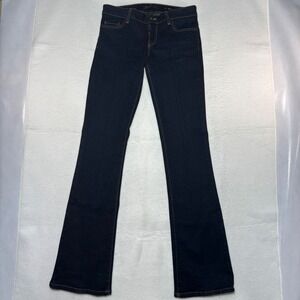 Andrew Marc Mini Flare Jeans Dark Indigo Wash Womens Size 29 Made in USA Stretch